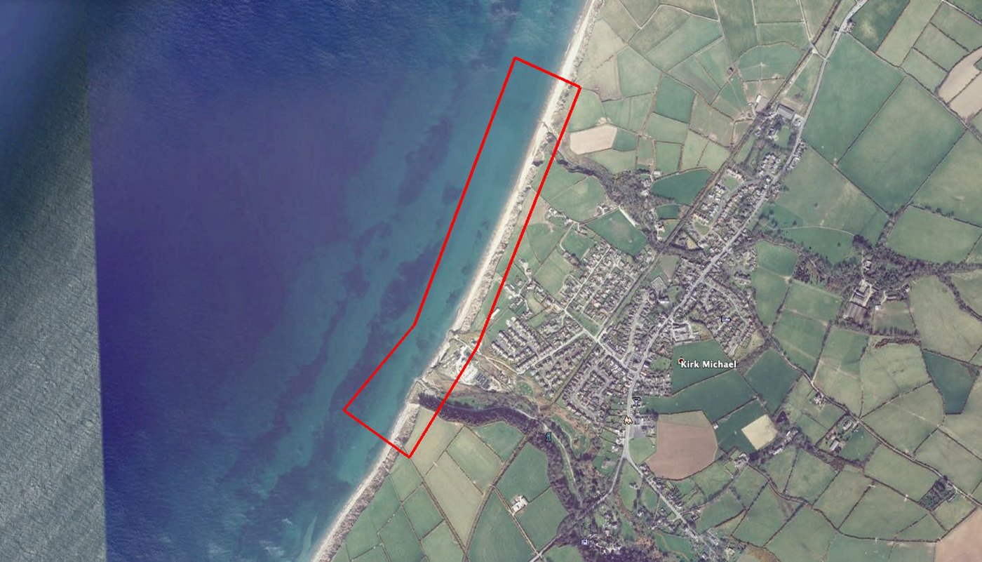 Kirk Michael management zone — survey extent over the coastal frontage